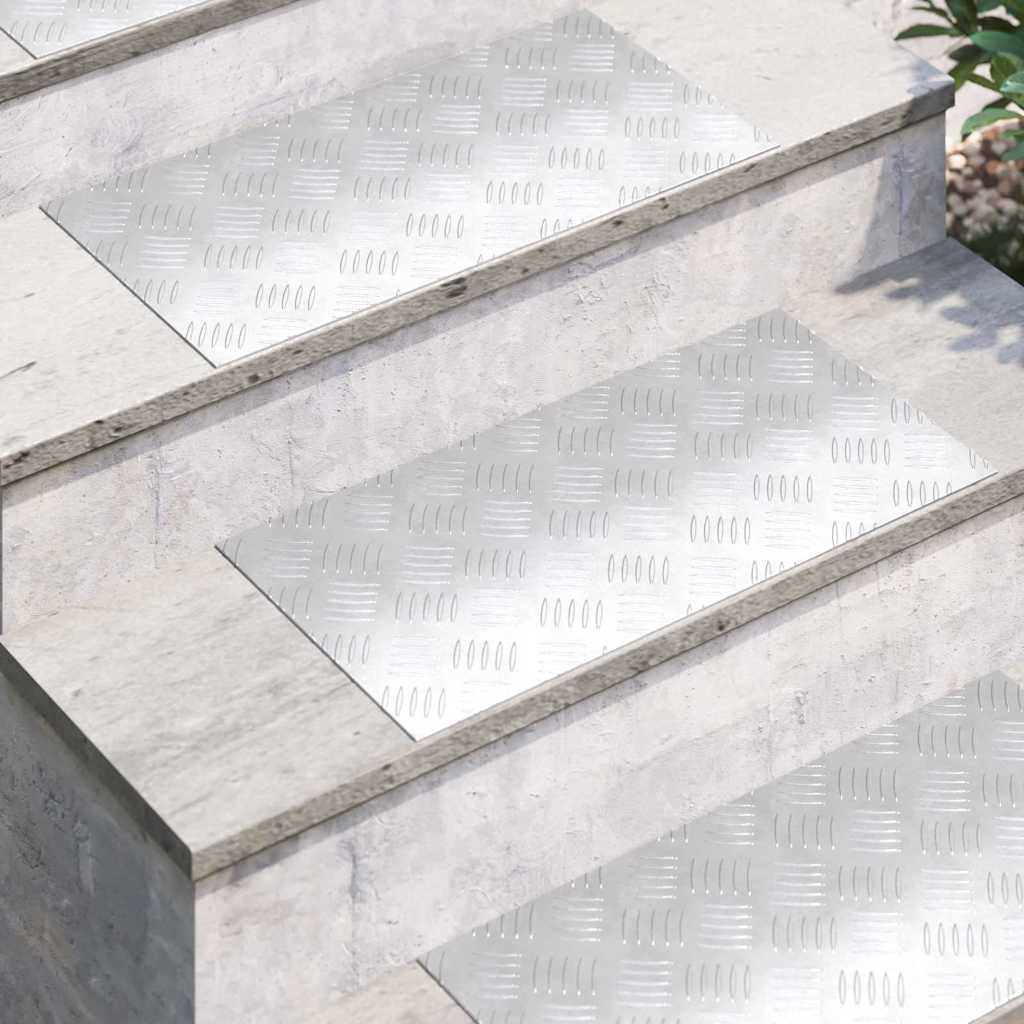 Stair Tread Rectangular 2 pcs Silver 60 x 30 cm Aluminium