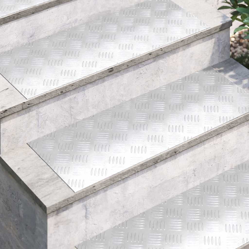 Stair Tread Rectangular 2 pcs Silver 80 x 30 cm Aluminium