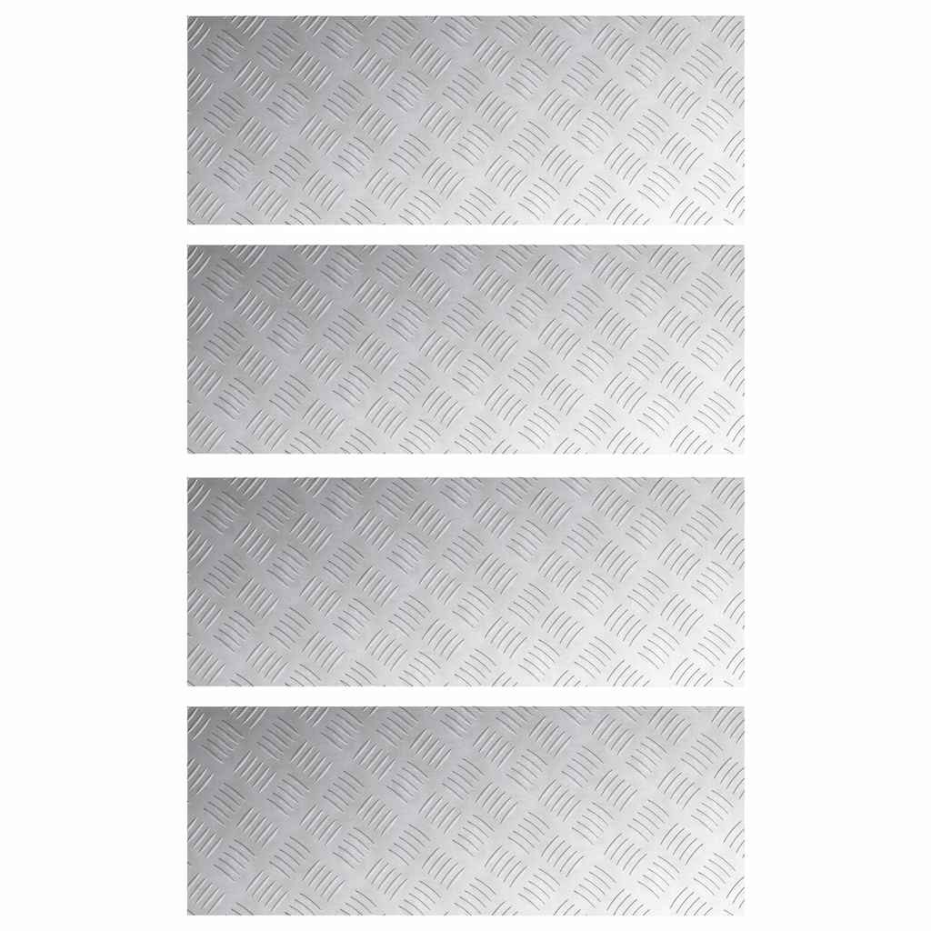 Stair Tread Rectangular 4 pcs Silver 80 x 30 cm Aluminium