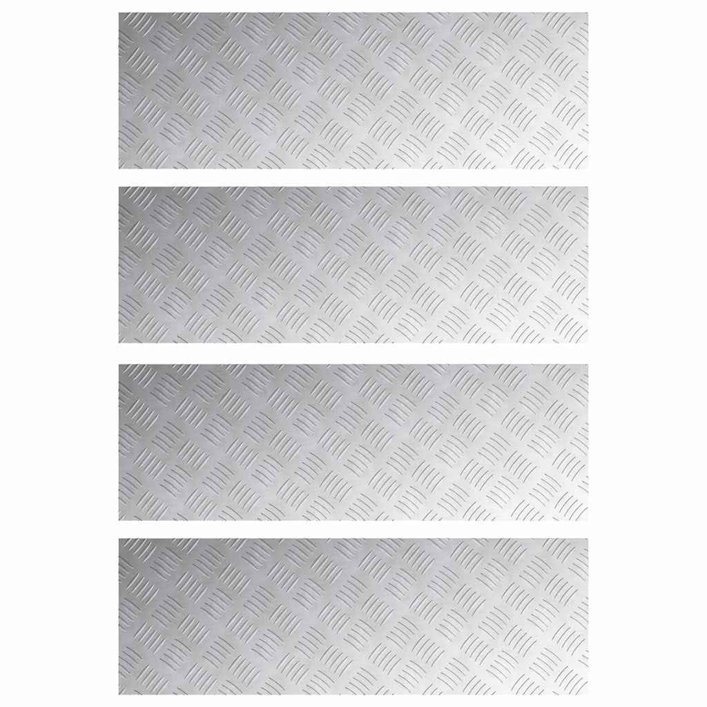 Stair Tread Rectangular 4 pcs Silver 90 x 30 cm Aluminium