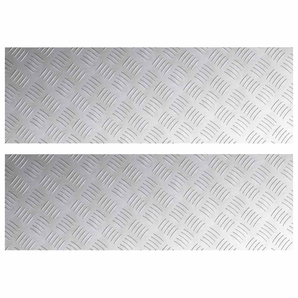 Stair Tread Rectangular 2 pcs Silver 90 x 30 cm Aluminium