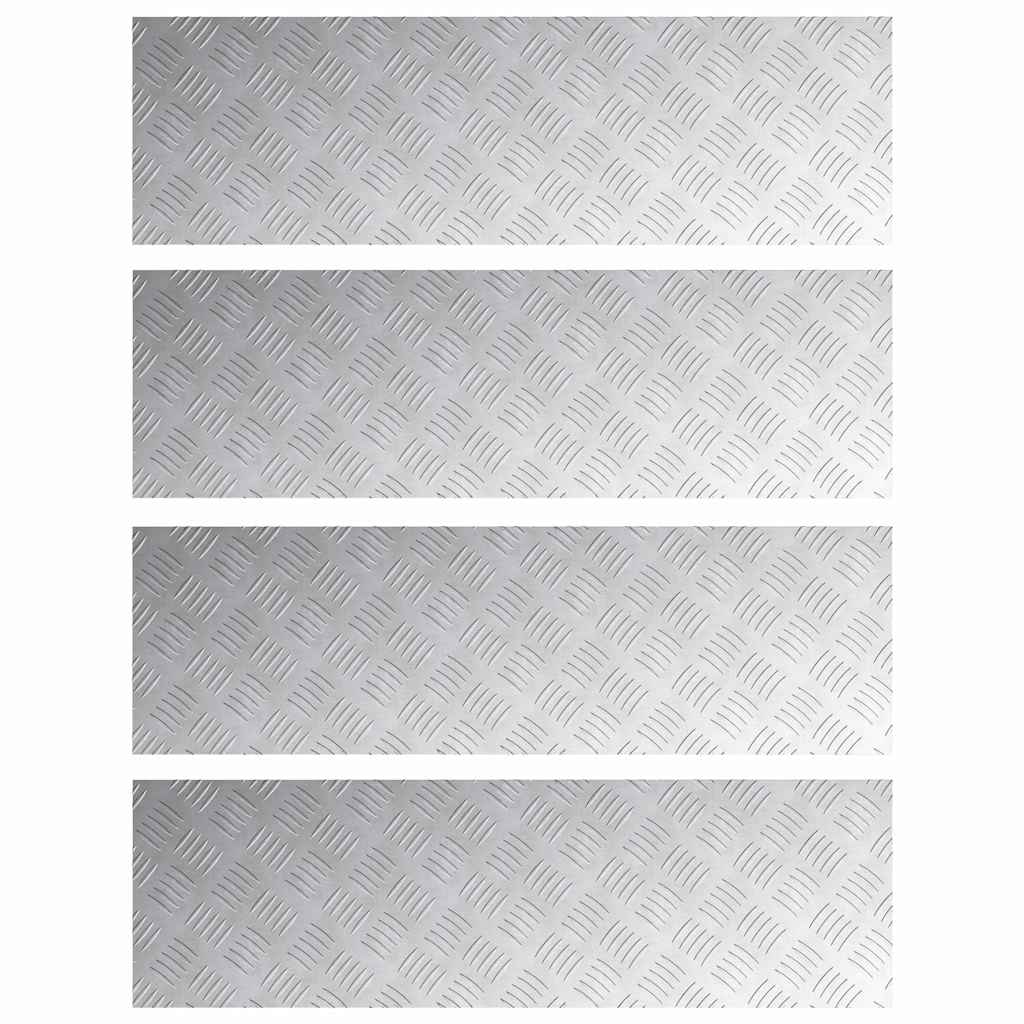 Stair Tread Rectangular 4 pcs Silver 100 x 30 cm Aluminium