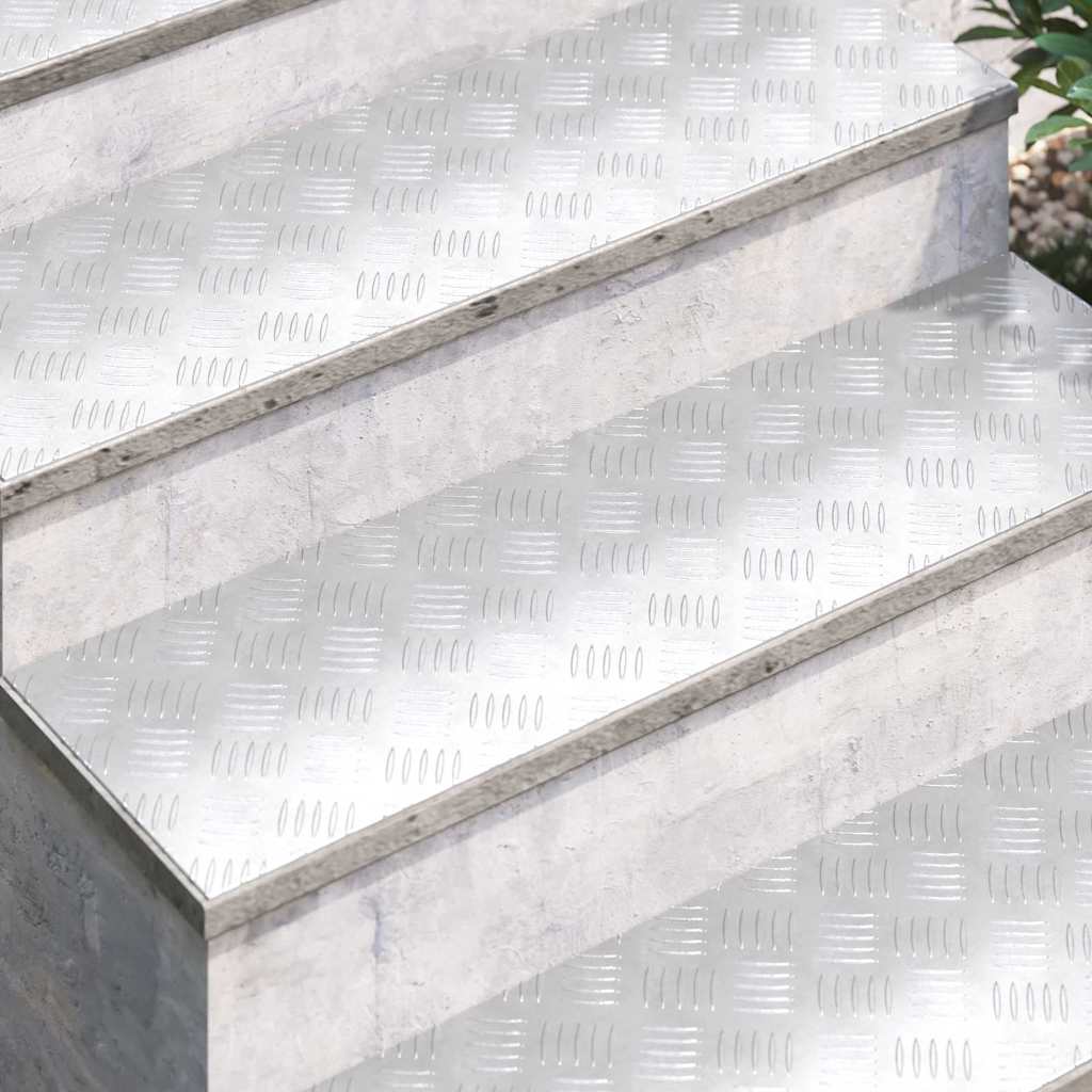 Stair Tread Rectangular 4 pcs Silver 100 x 30 cm Aluminium