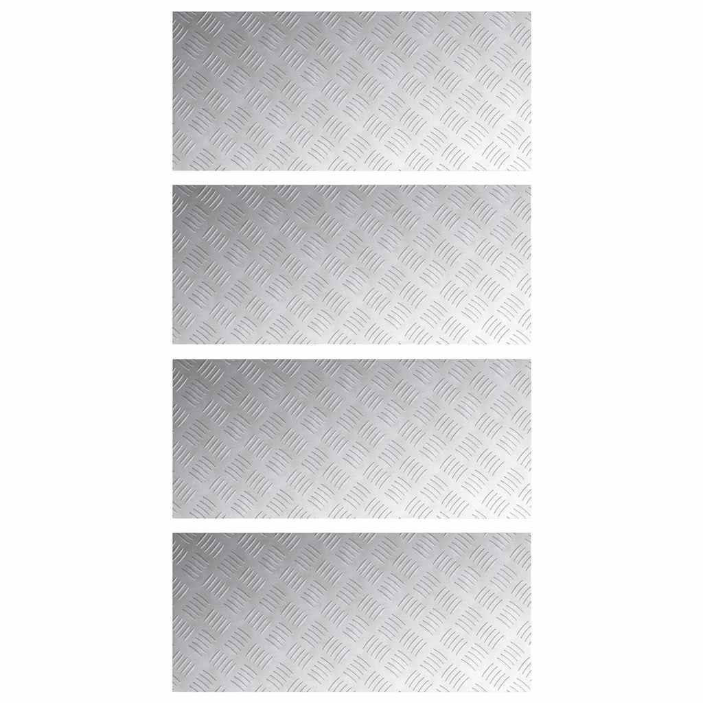 Stair Tread Rectangular 4 pcs Silver 90 x 40 cm Aluminium