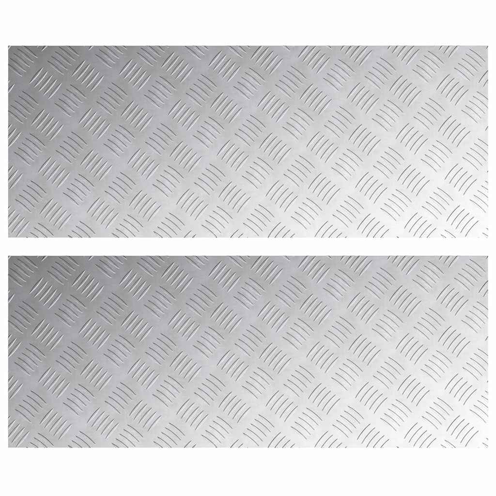 Stair Tread Rectangular 2 pcs Silver 100 x 40 cm Aluminium