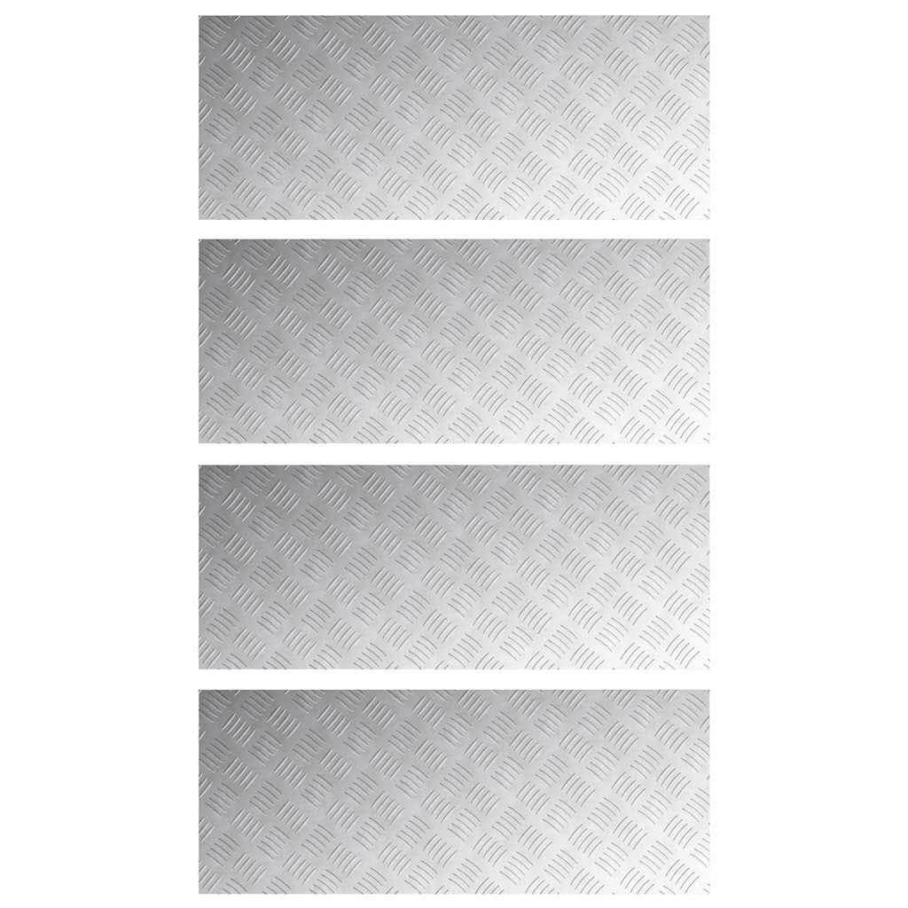 Stair Tread Rectangular 4 pcs Silver 100 x 40 cm Aluminium