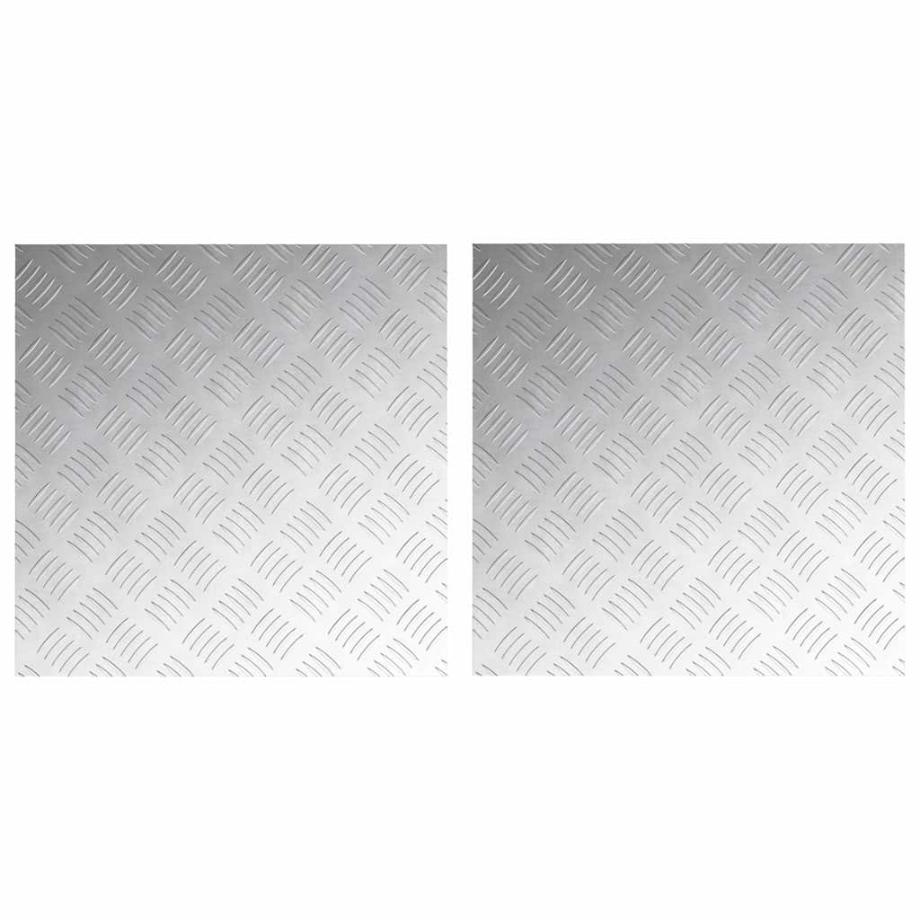 Stair Tread Square 2 pcs Silver 50 x 50 cm Aluminium