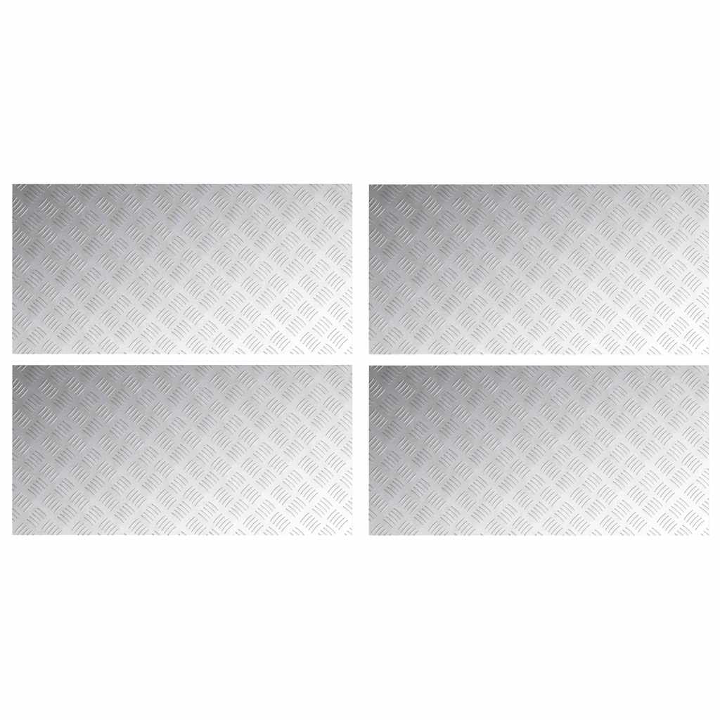 Stair Tread Rectangular 4 pcs Silver 100 x 50 cm Aluminium