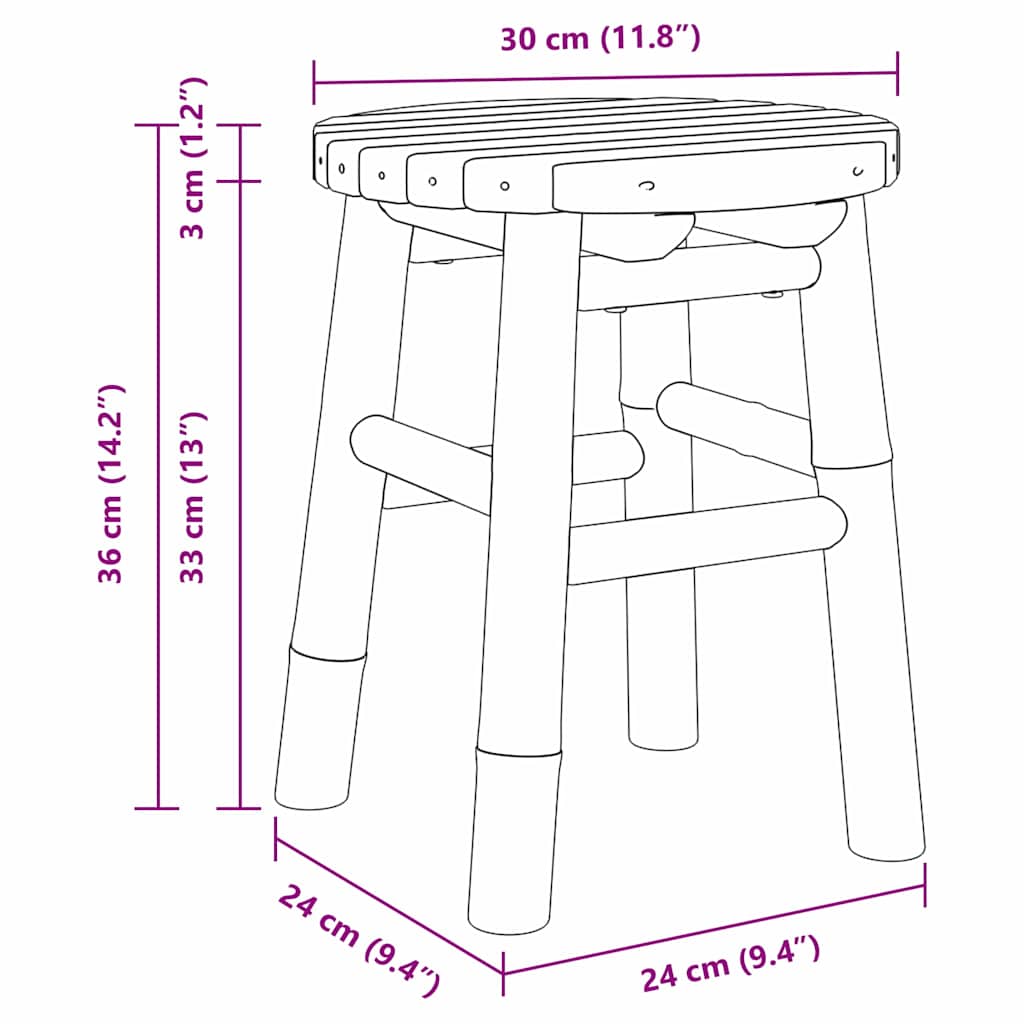 Stool Bamboo Natural 30 x 30 x 36 cm Bamboo