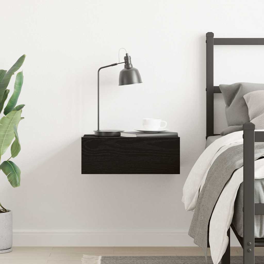 Floating Nightstand Black Oak 40x32x15 cm Engineered Wood