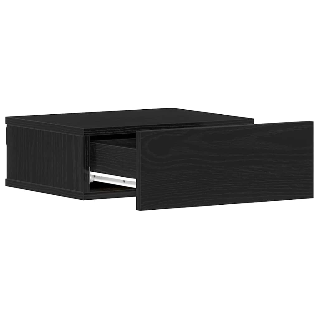 Floating Nightstand Black Oak 40x32x15 cm Engineered Wood