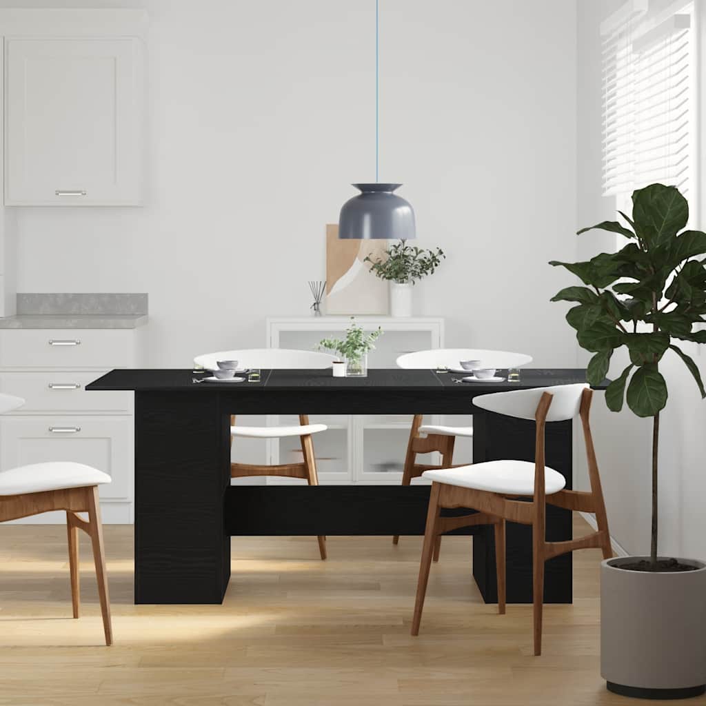 Dining Table Black Oak 180x90x76 cm Engineered Wood