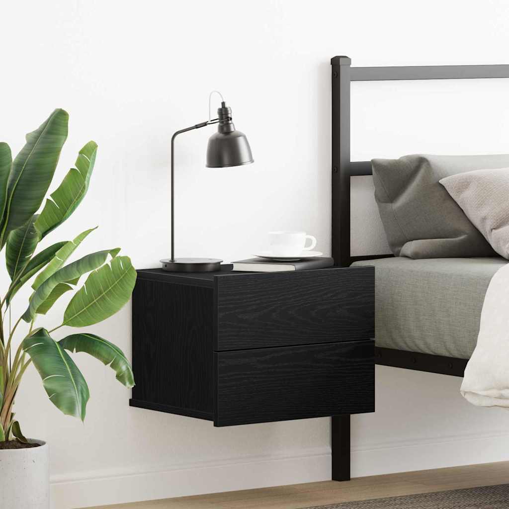 Bedside Cabinet Black Oak 40 x 30 x 30 cm Engineered Wood