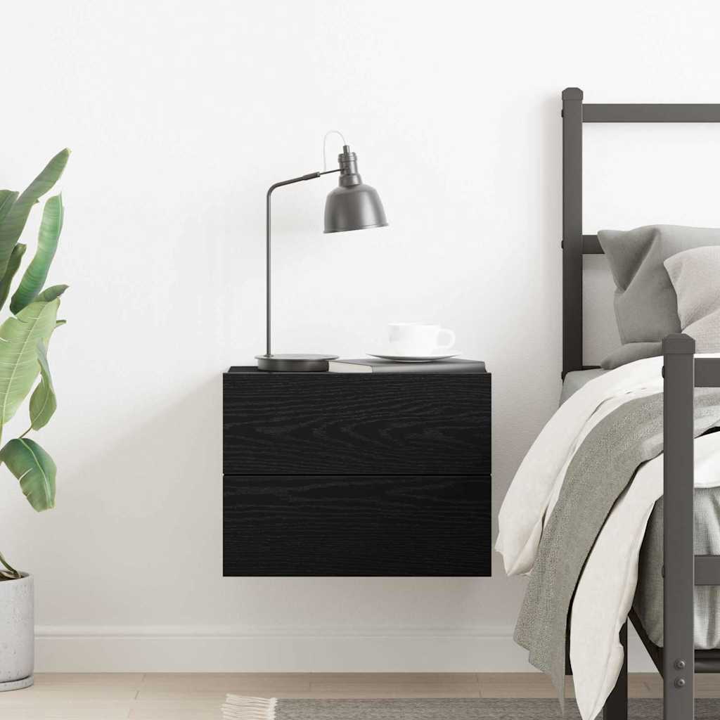 Bedside Cabinet Black Oak 40 x 30 x 30 cm Engineered Wood