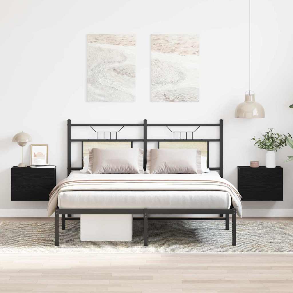 Bedside Cabinet 2 pcs Black Oak 40 x 30 x 30 cm Engineered Wood