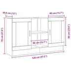 Sideboard Black Oak 120 x 30.5 x 70 cm Engineered Wood