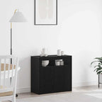 Sideboard Black Oak 80 x 35 x 75 cm Engineered Wood