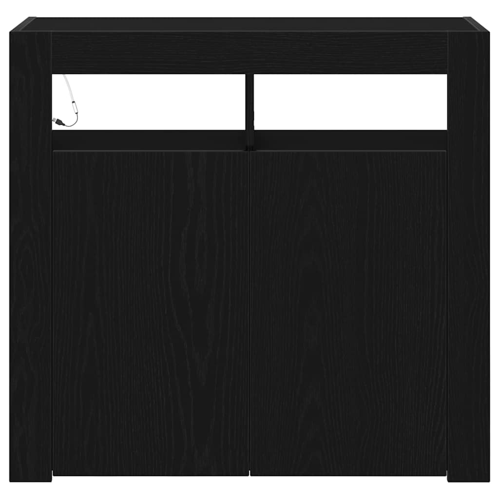 Sideboard Black Oak 80 x 35 x 75 cm Engineered Wood