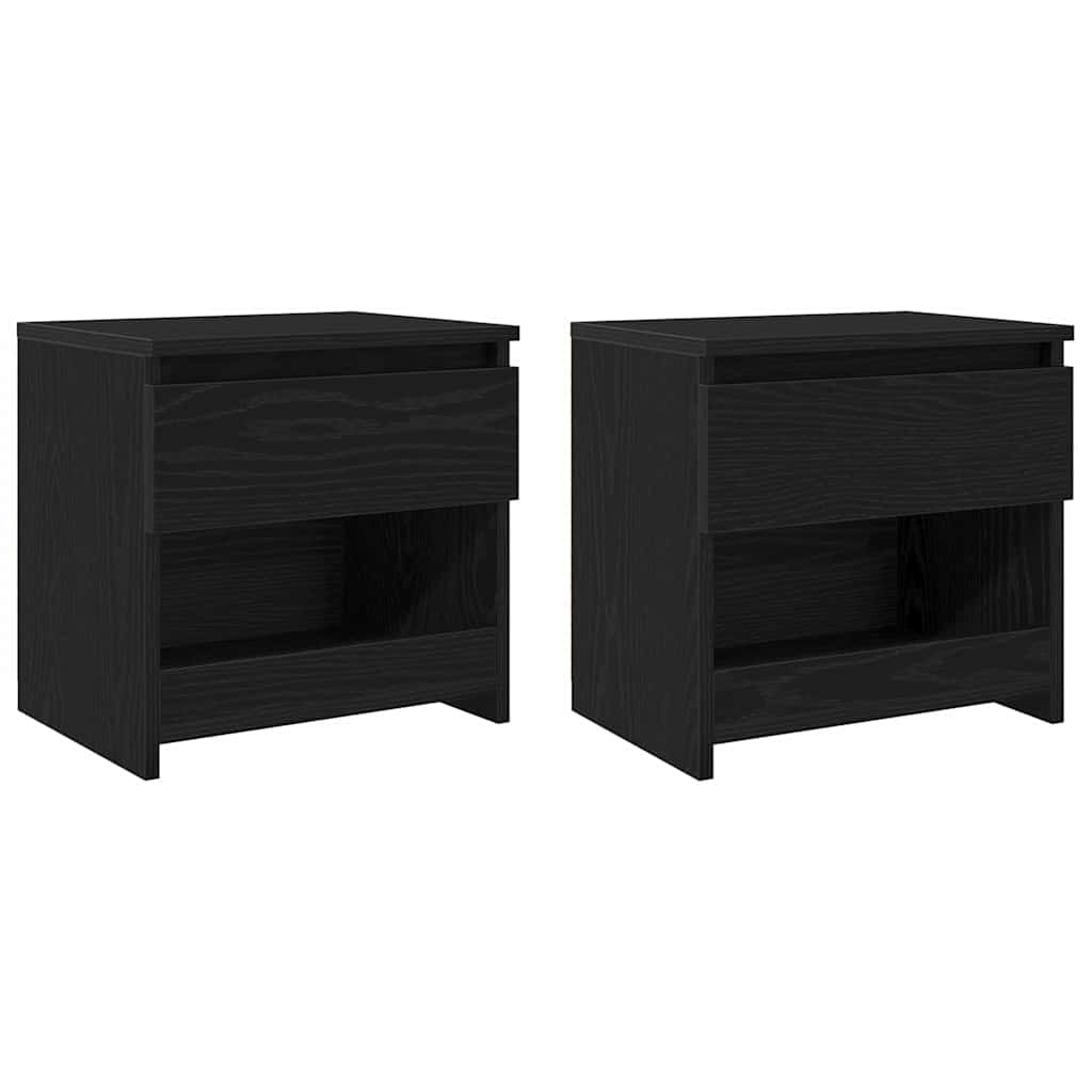 Bedside Cabinet 2 pcs Black Oak 40 x 30 x 39 cm Engineered Wood
