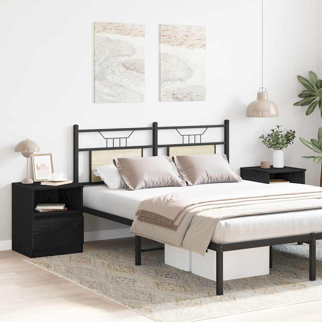 Bedside Cabinet 2 pcs Black Oak 40 x 40 x 50 cm Engineered Wood