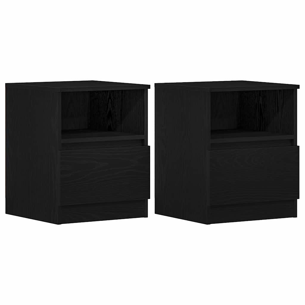 Bedside Cabinet 2 pcs Black Oak 40 x 40 x 50 cm Engineered Wood