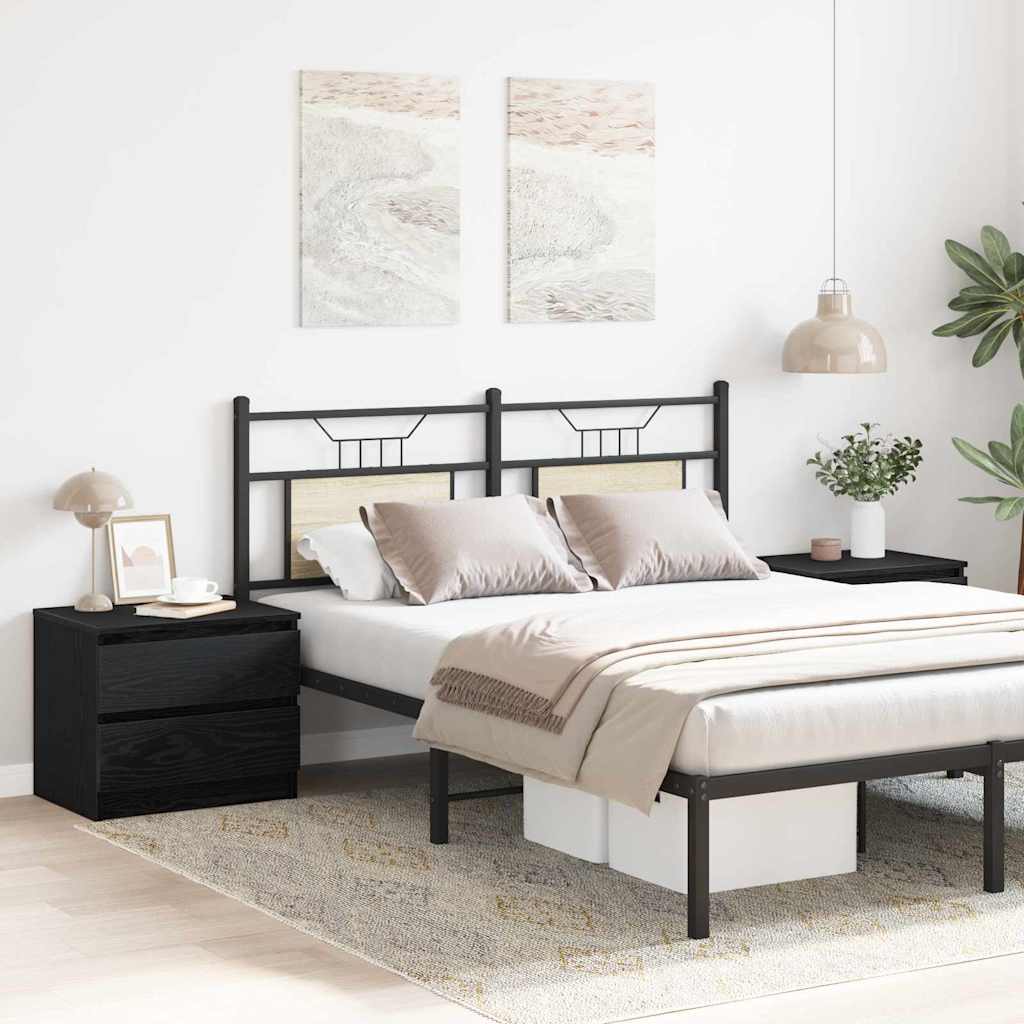 Bedside Cabinet with Drawer 2 pcs Black Oak 50 x 40 x 43.5 cm