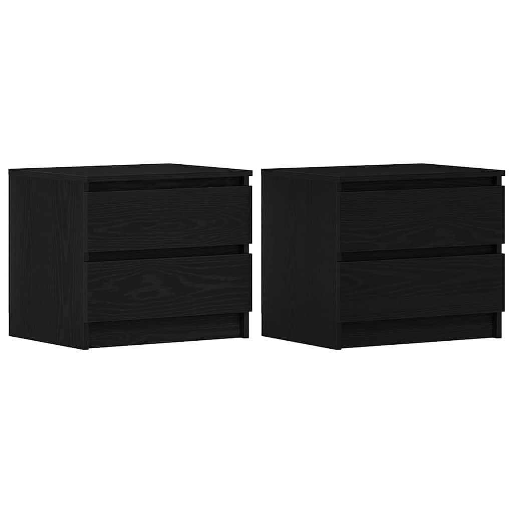 Bedside Cabinet with Drawer 2 pcs Black Oak 50 x 40 x 43.5 cm