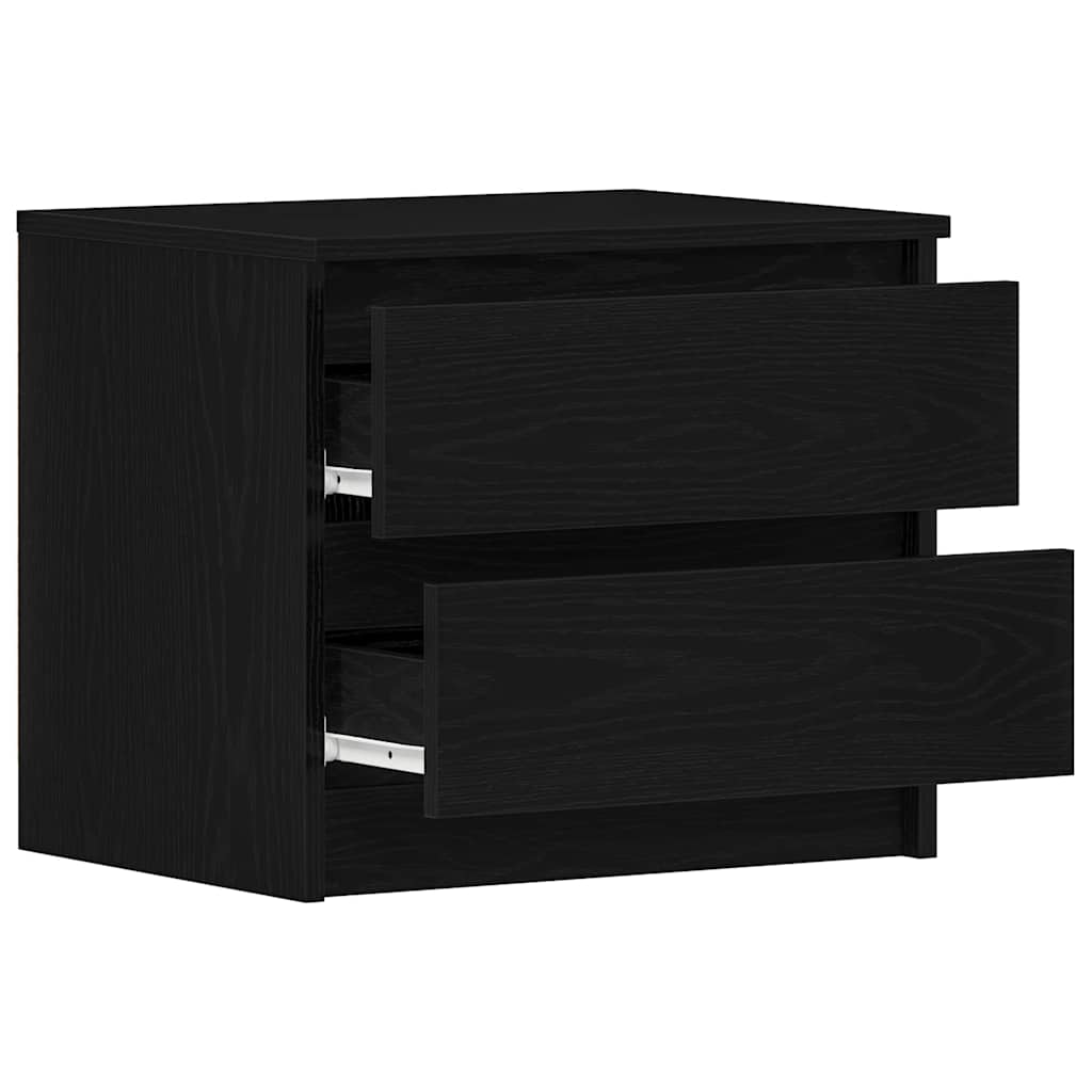 Bedside Cabinet with Drawer 2 pcs Black Oak 50 x 40 x 43.5 cm
