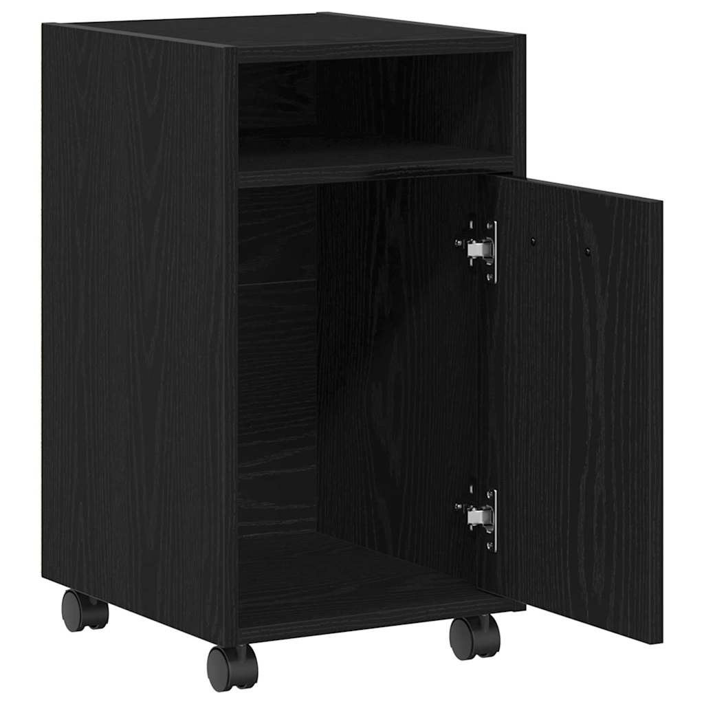 Wheeled Side Cabinet Black Oak 33 x 38 x 60 cm Engineered Wood
