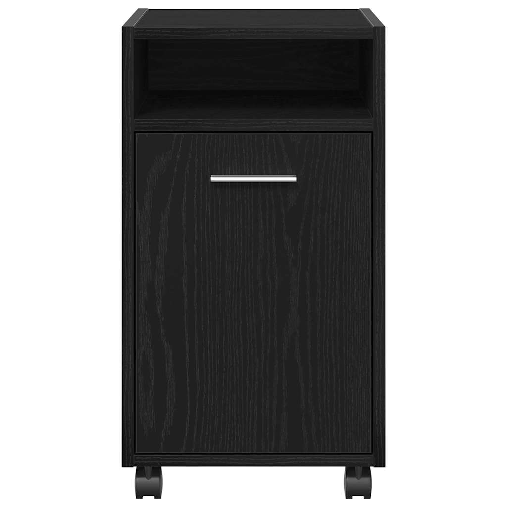 Wheeled Side Cabinet Black Oak 33 x 38 x 60 cm Engineered Wood