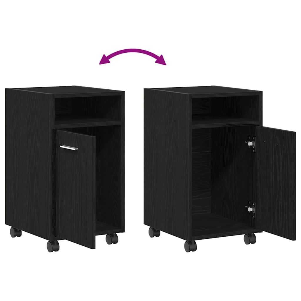 Wheeled Side Cabinet Black Oak 33 x 38 x 60 cm Engineered Wood
