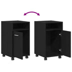 Wheeled Side Cabinet Black Oak 33 x 38 x 60 cm Engineered Wood