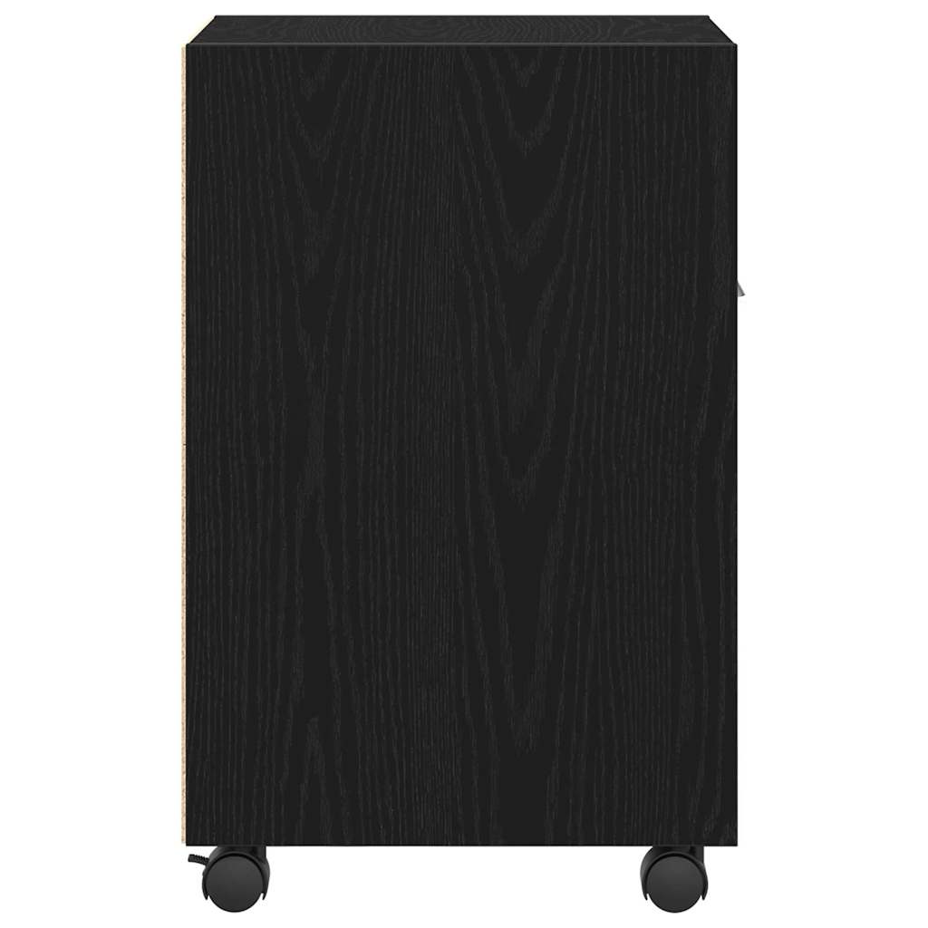 Wheeled Side Cabinet Black Oak 33 x 38 x 60 cm Engineered Wood