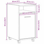 Wheeled Side Cabinet Black Oak 33 x 38 x 60 cm Engineered Wood