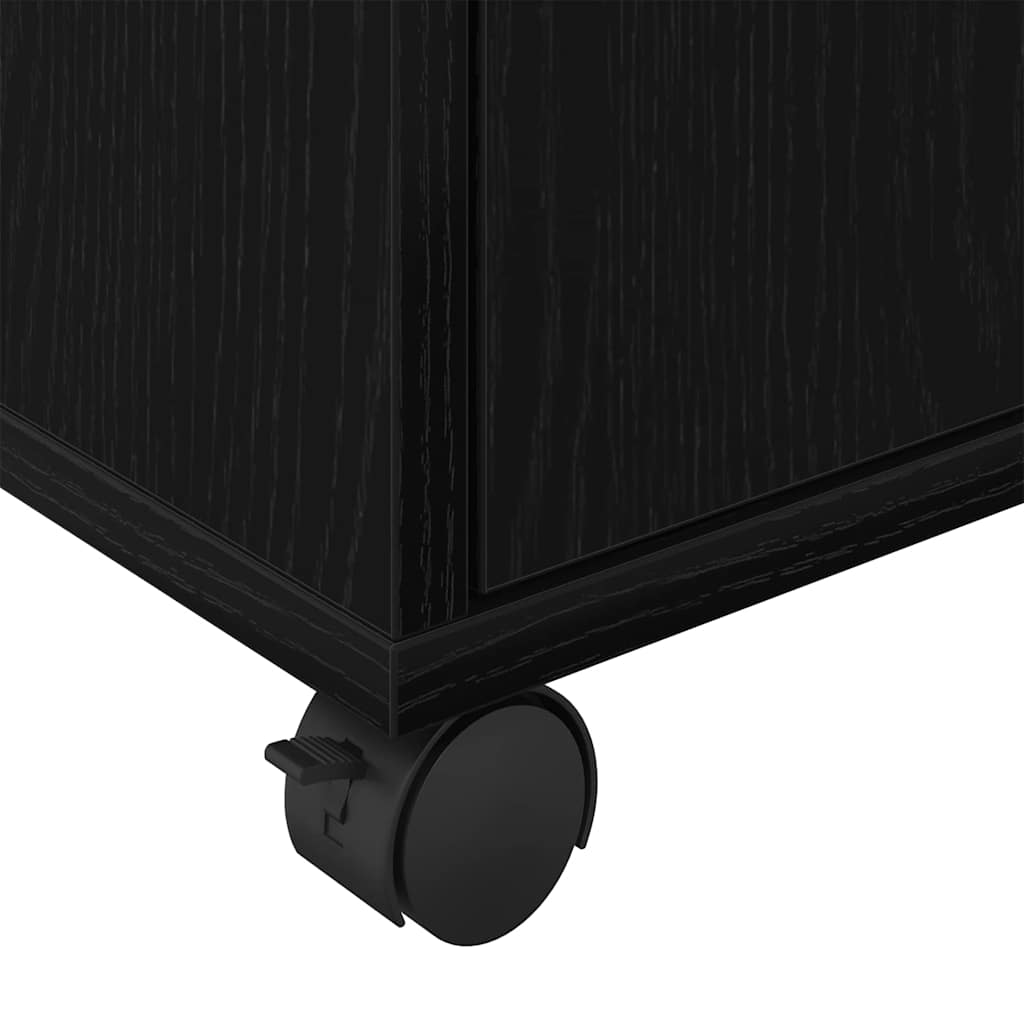 Rolling Cabinet Black oak 45 x 38 x 54 cm Engineered Wood