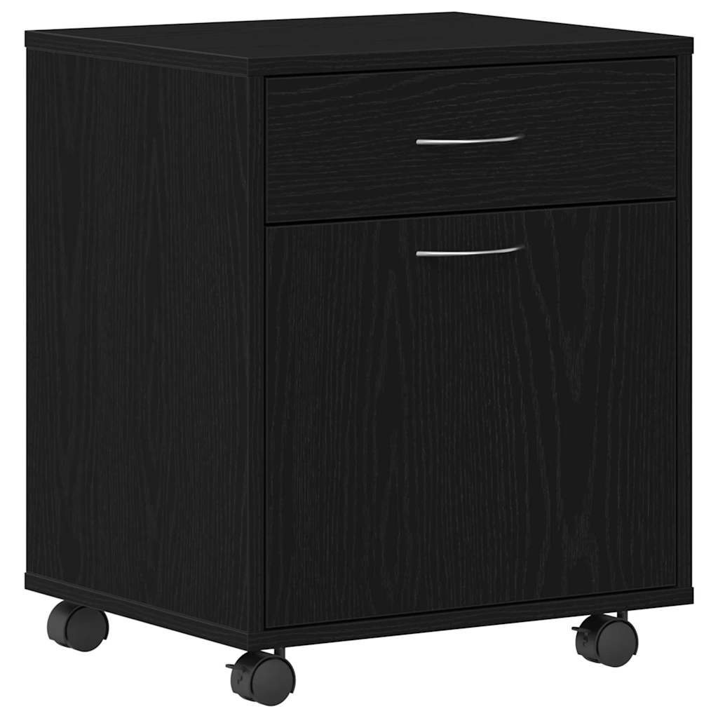 Rolling Cabinet Black oak 45 x 38 x 54 cm Engineered Wood