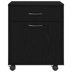 Rolling Cabinet Black oak 45 x 38 x 54 cm Engineered Wood