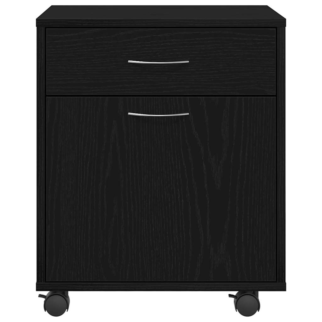 Rolling Cabinet Black oak 45 x 38 x 54 cm Engineered Wood