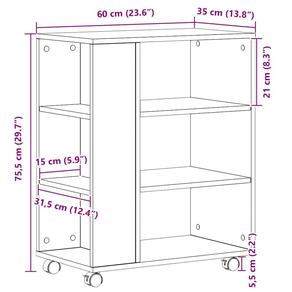 Storage Cabinet Black Oak 60 x 35 x 75 cm Engineered Wood