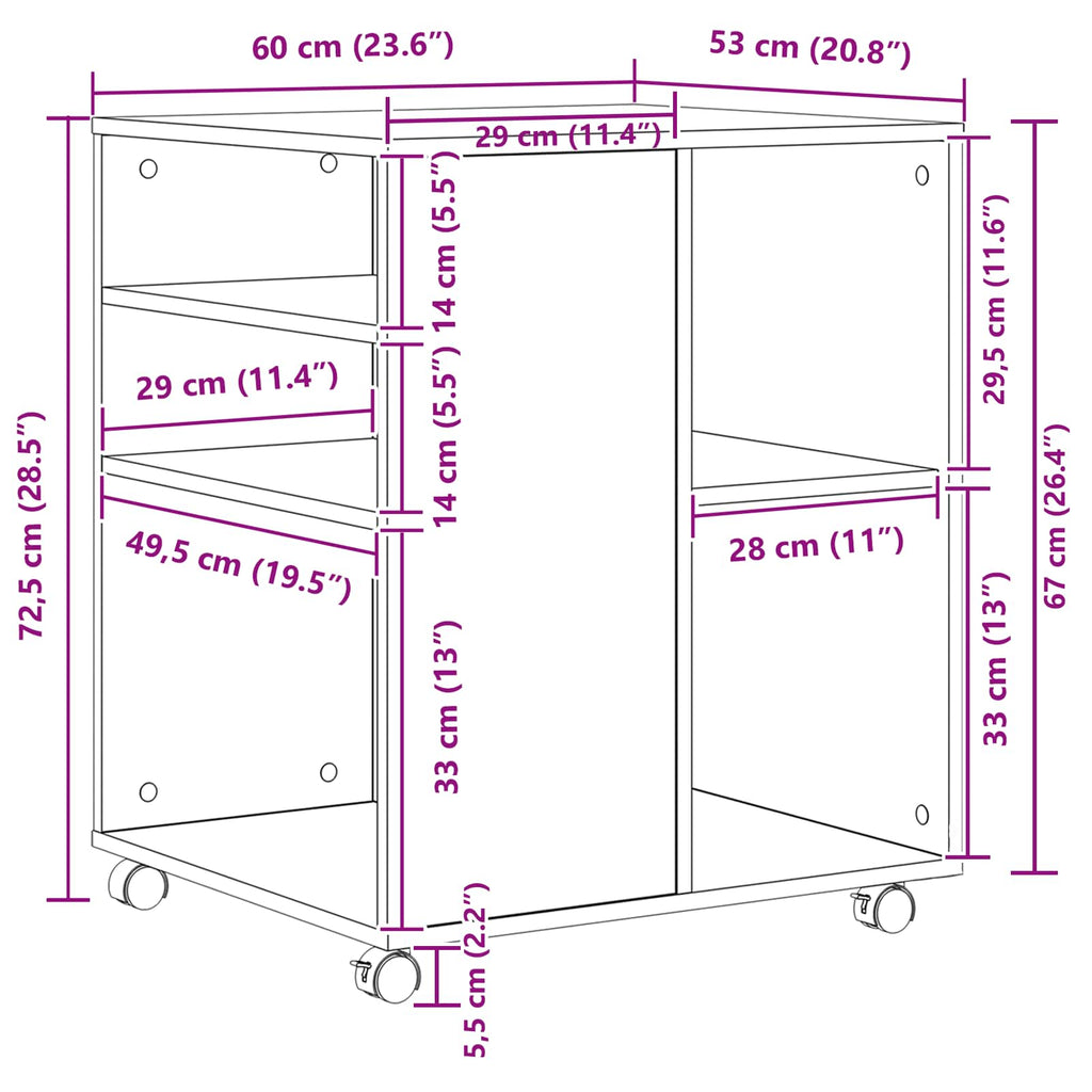 Storage Cabinet Black Oak 60 x 53 x 72.5 cm Engineered Wood