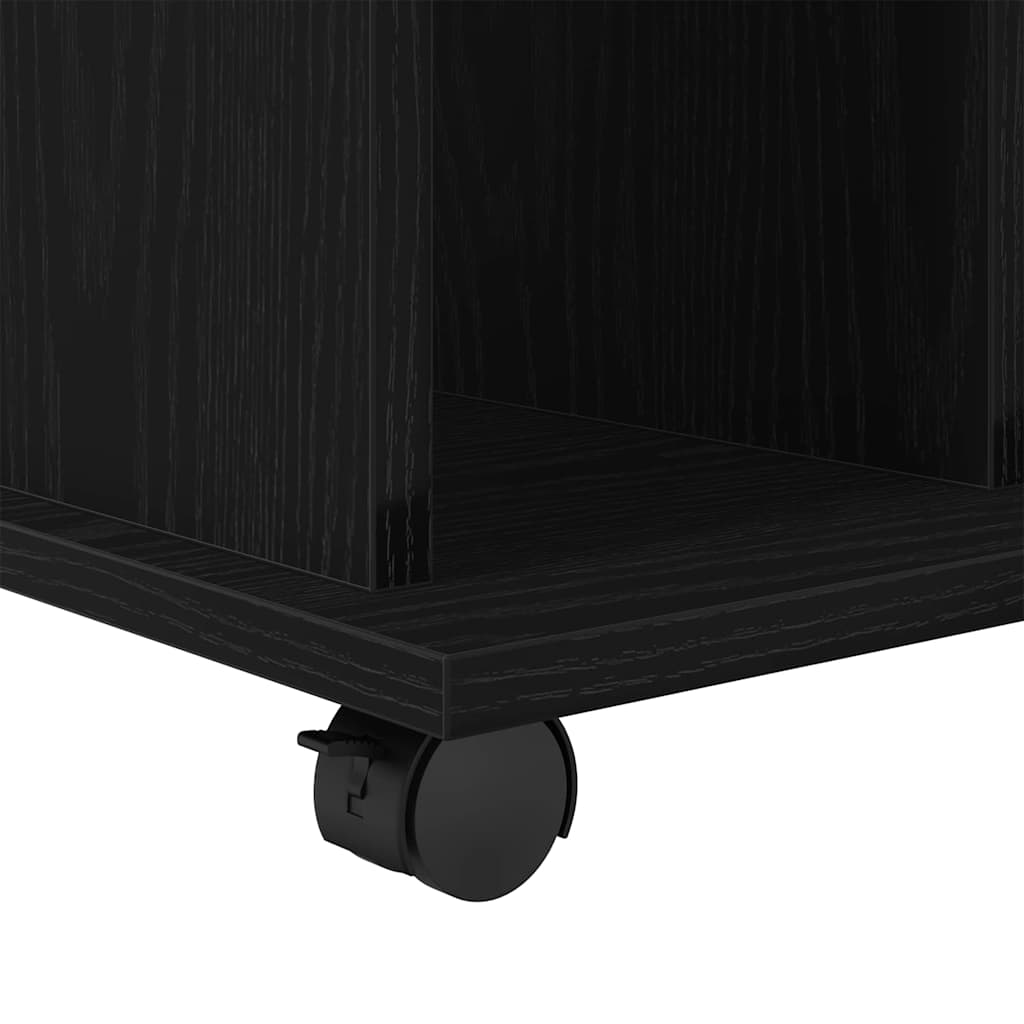 Rolling Cabinet Black Oak 60 x 45 x 55 cm Engineered Wood