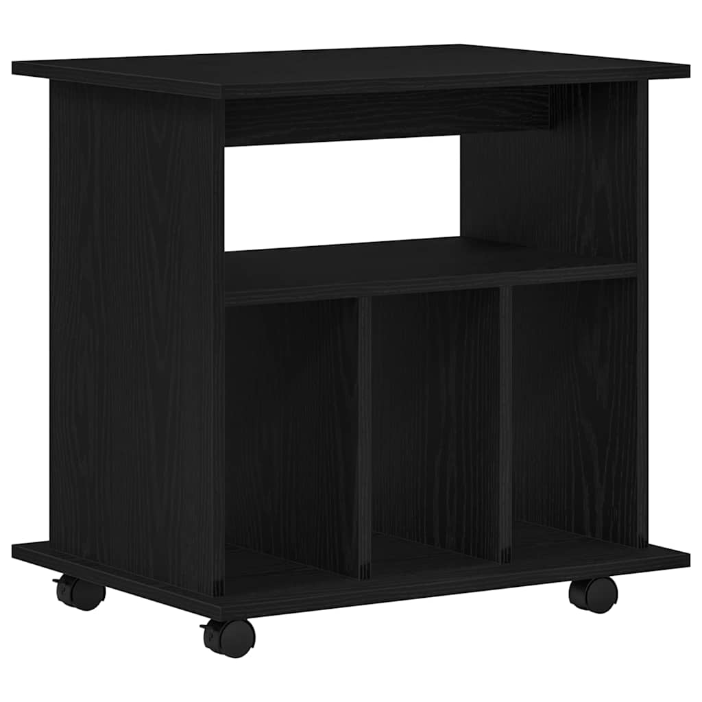 Rolling Cabinet Black Oak 60 x 45 x 55 cm Engineered Wood