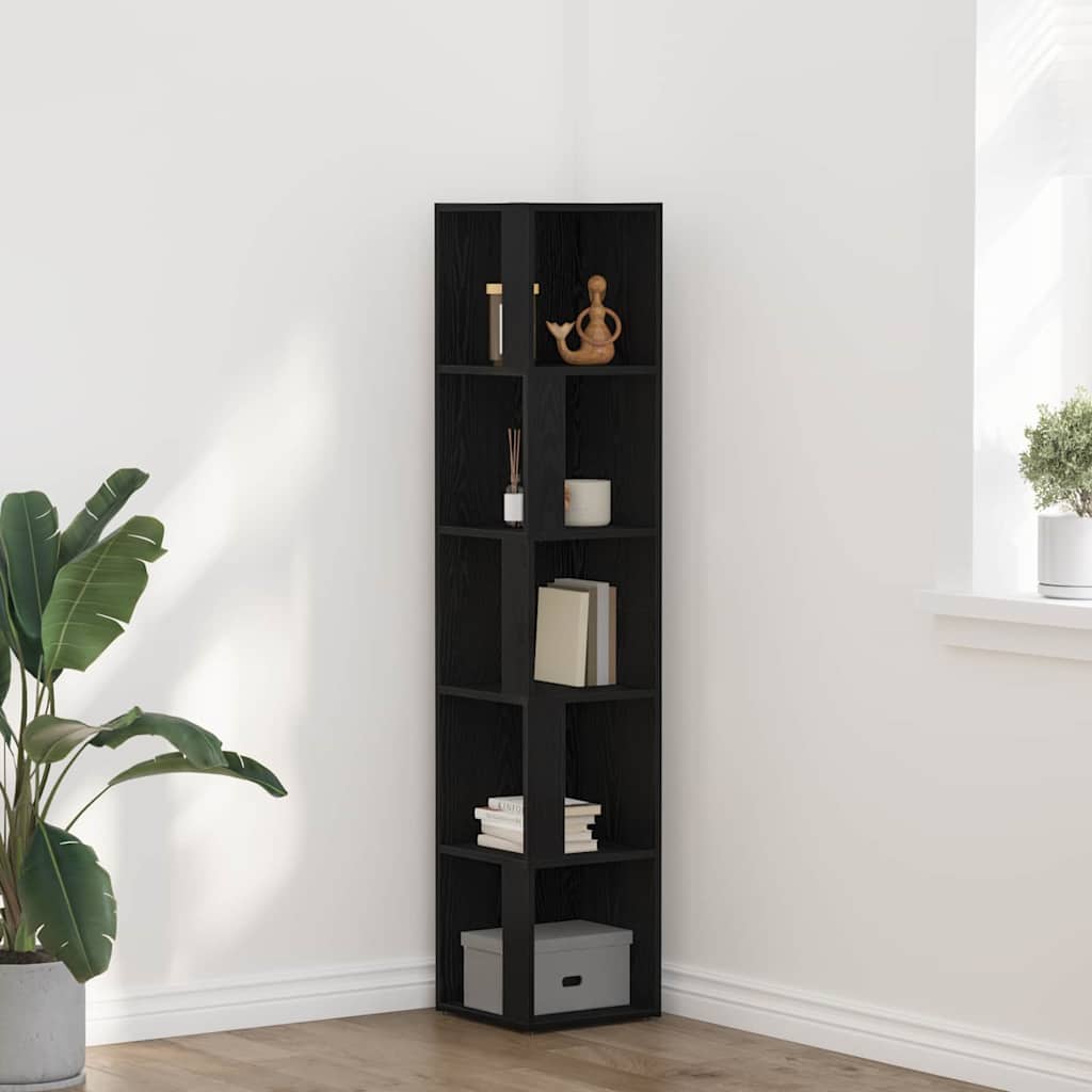 Corner Shelves Black Oak 33 x 33 x 164.5 cm Engineered Wood