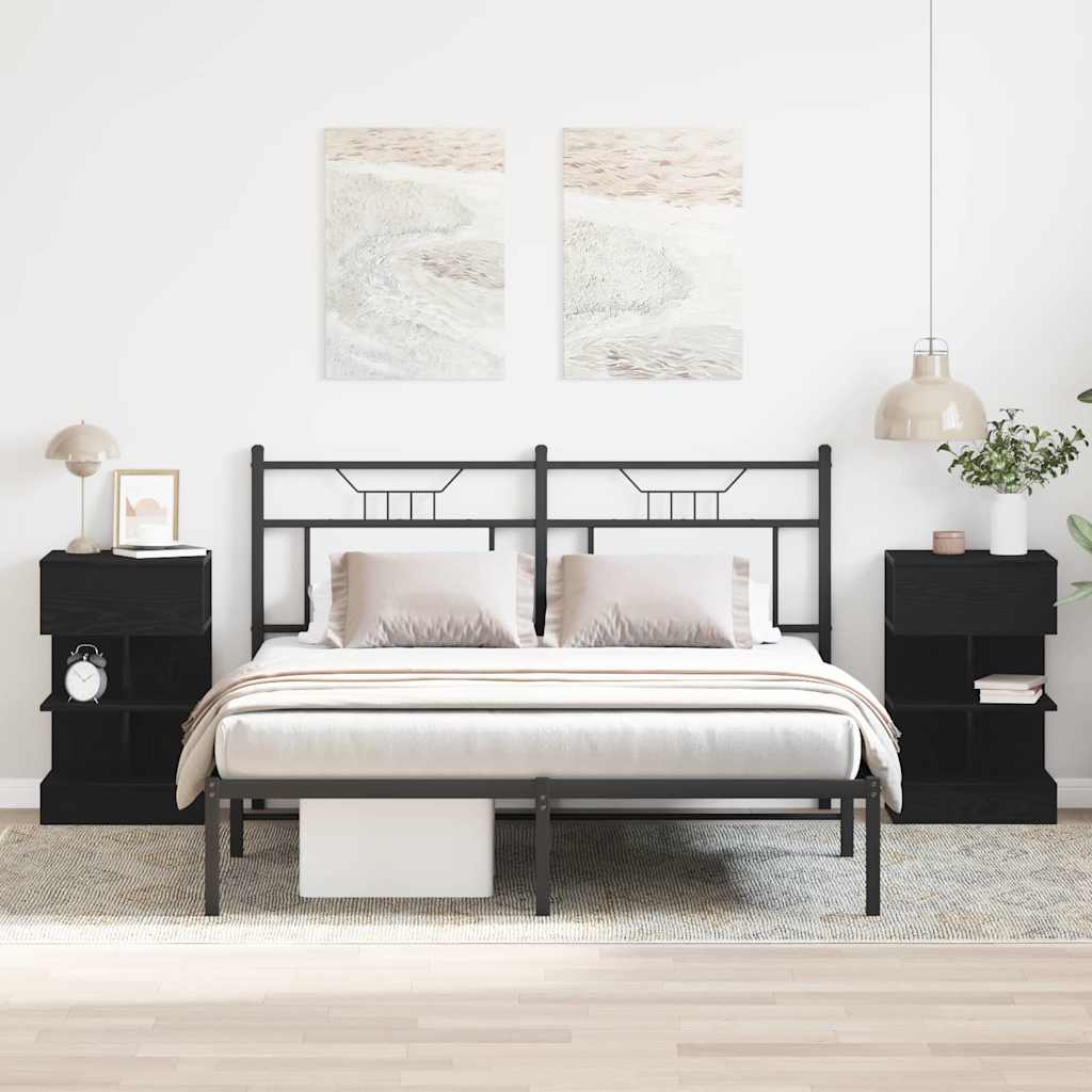 Bedside Cabinet 2 pcs Black Oak 40 x 35 x 65 cm Engineered Wood