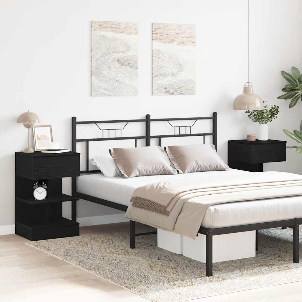 Bedside Cabinet 2 pcs Black Oak 40 x 35 x 65 cm Engineered Wood