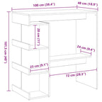 Bar Table Black Oak 100 x 48 x 101.5 cm Engineered Wood