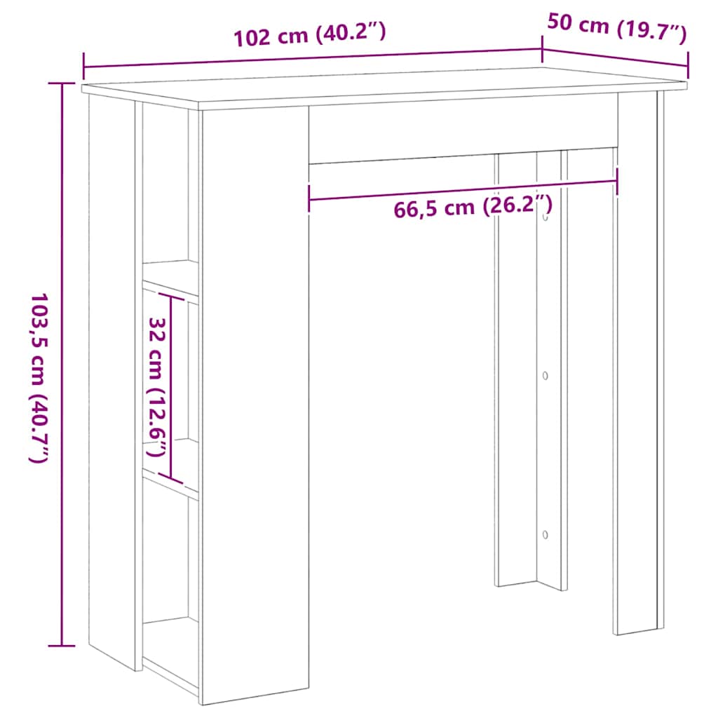 Bar Table Black Oak 102 x 50 x 103.5 cm Engineered Wood