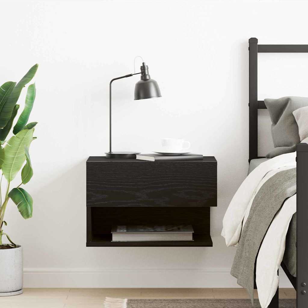 Bedside Cabinet Black Oak 46 x 30 x 30 cm Engineered Wood