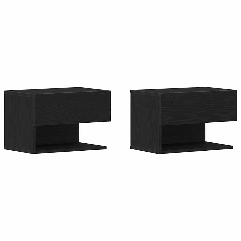 Bedside Cabinet 2 pcs Black Oak 46 x 30 x 30 cm Engineered Wood