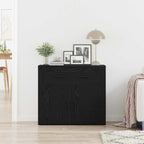 Sideboard with Drawer Black Oak 80 x 33 x 70 cm Engineered Wood